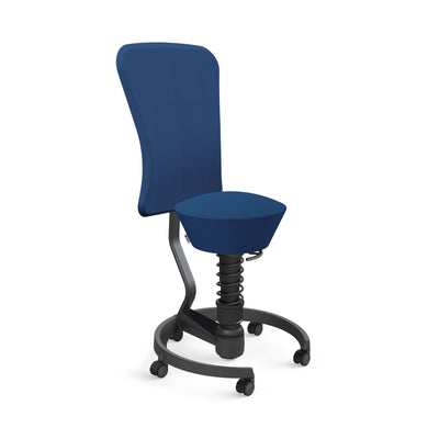 Aeris - Swopper Black m. Lehne Rollen Weichboden - Sitzhocker - Wollmischung (Select Gabriel) - blau - 123HomeOffice