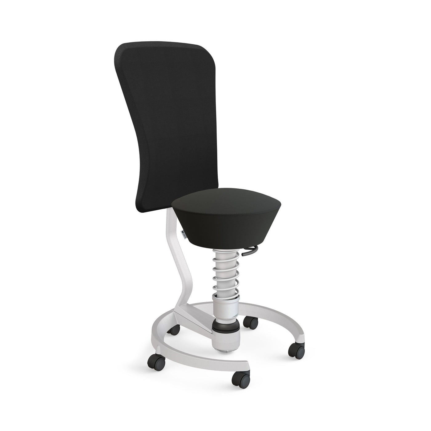 Aeris - Swopper Metallic mit Lehne und Rollen - Sitzhocker - Kunstleder - schwarz - Hartboden - 123HomeOffice