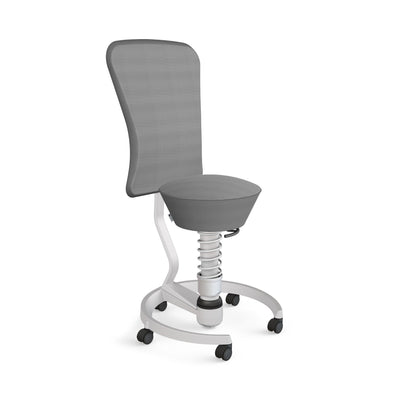 Aeris - Swopper Metallic mit Lehne und Rollen - Sitzhocker - Mesh - Gewebe - grau - Hartboden - 123HomeOffice