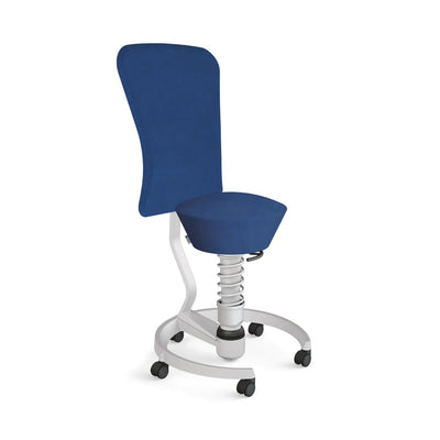 Aeris - Swopper Metallic mit Lehne und Rollen - Sitzhocker - Mikrofaser (Comfort Gabriel) - blau - Weichboden - 123HomeOffice