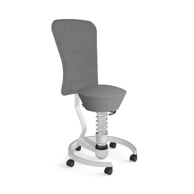 Aeris - Swopper Metallic mit Lehne und Rollen - Sitzhocker - Mikrofaser (Comfort Gabriel) - grau - Hartboden - 123HomeOffice