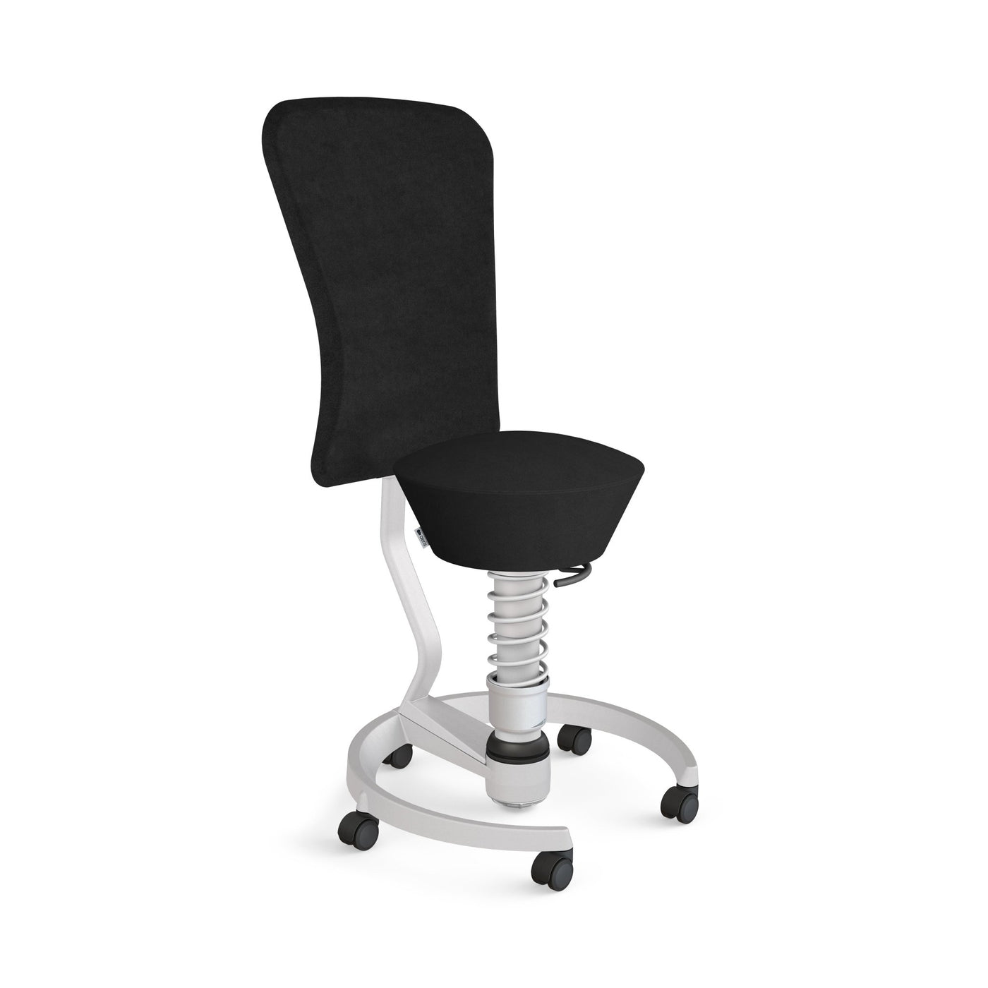 Aeris - Swopper Metallic mit Lehne und Rollen - Sitzhocker - Mikrofaser (Comfort Gabriel) - schwarz - Hartboden - 123HomeOffice