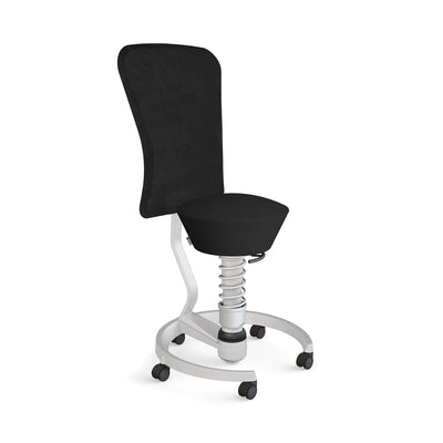 Aeris - Swopper Metallic mit Lehne und Rollen - Sitzhocker - Mikrofaser (Comfort Gabriel) - schwarz - Weichboden - 123HomeOffice