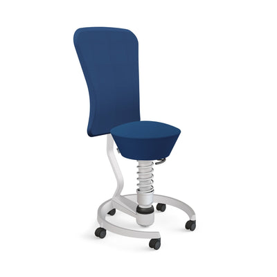 Aeris - Swopper Metallic mit Lehne und Rollen - Sitzhocker - Wollmischung (Select Gabriel) - blau - Hartboden - 123HomeOffice