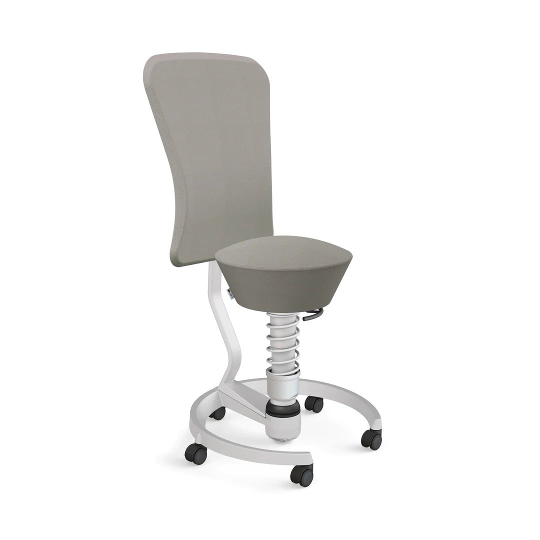 Aeris - Swopper Metallic mit Lehne und Rollen - Sitzhocker - Wollmischung (Select Gabriel) - grau - Weichboden - 123HomeOffice